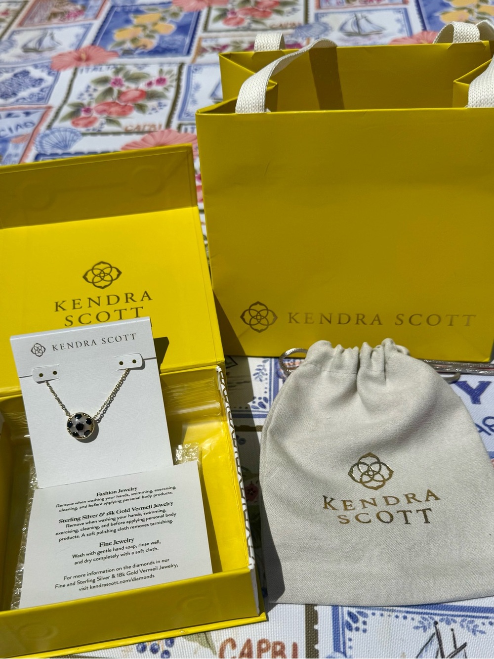 NWT Kendra Scott Gold Soccer Ball Pendant Necklace - Black, White